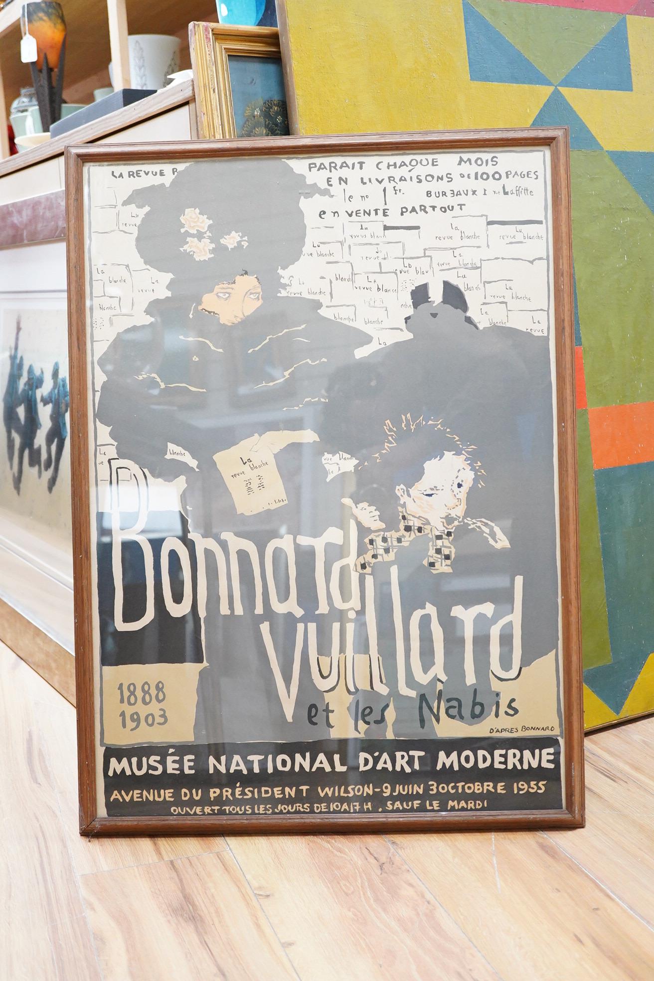 Framed advertising poster for the Musee National d’Art Moderne exhibition; ‘Bonnard, Vuillard et les Nabis’, 9 June - 3 October 1955, 70 x 50cm